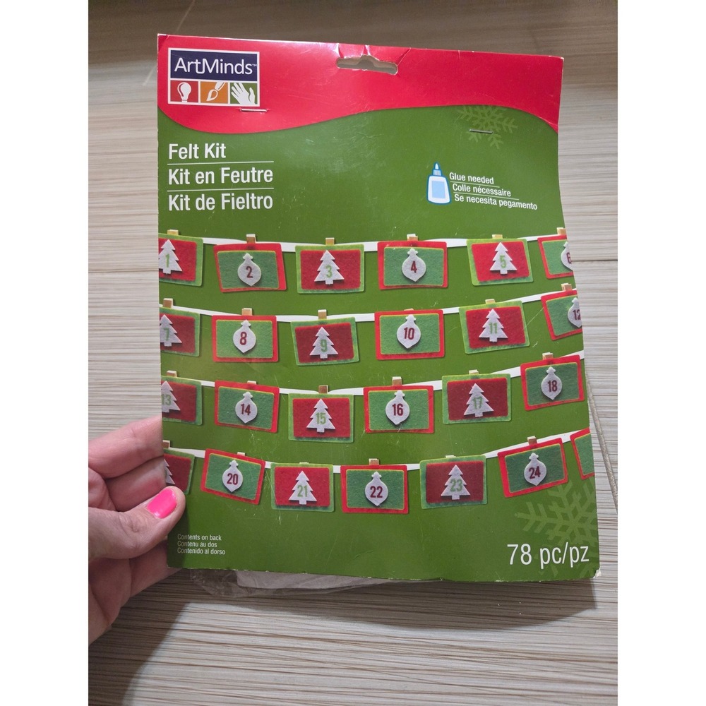ArtMinds Christmas Advent Calendar Felt Kit DIY Garland 78pc Red Green Michaels